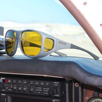 Fitover sunglasses protect from glare when flying