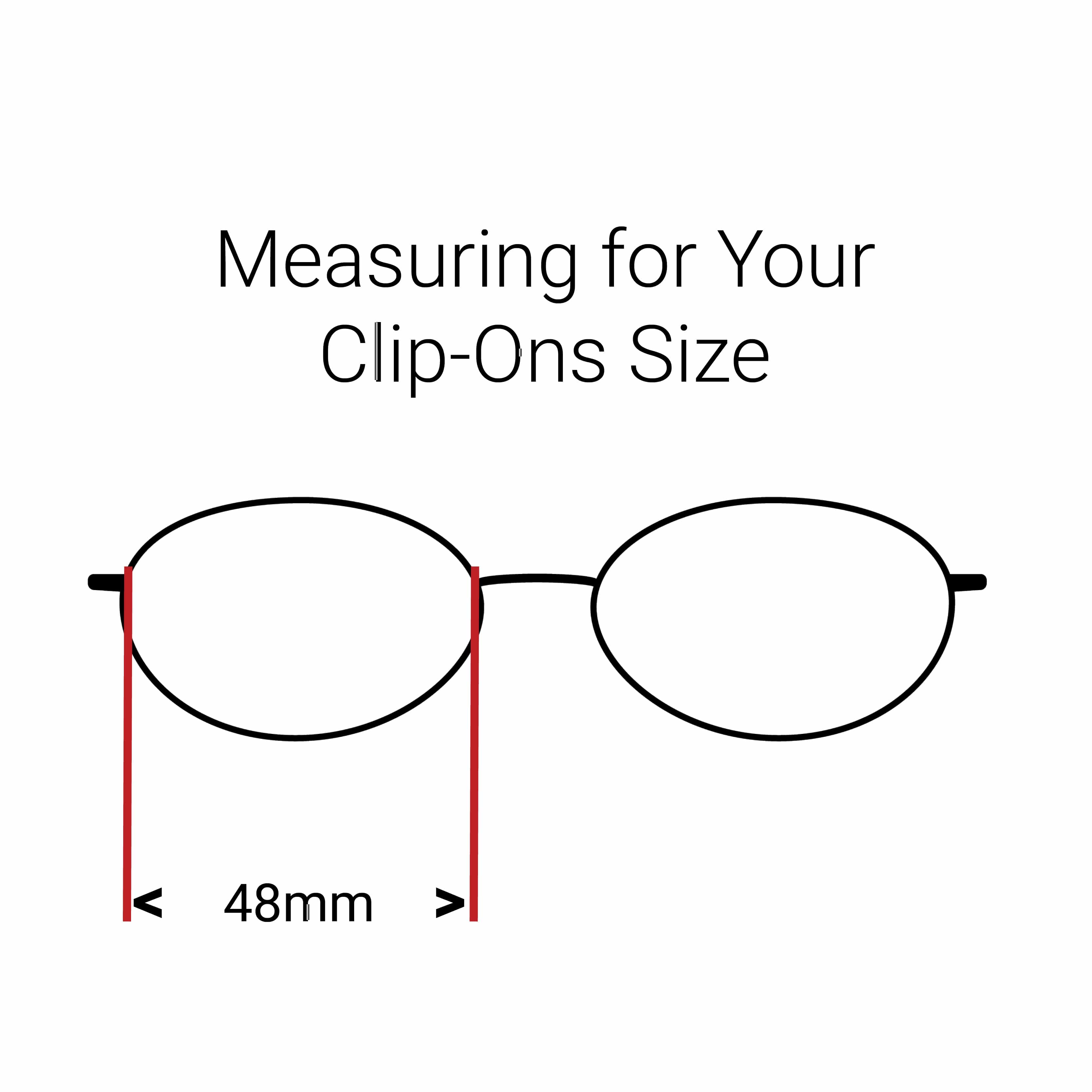 Image depicting where to measure eyewear lenses for oval shaped Cocoons Clip-Ons
