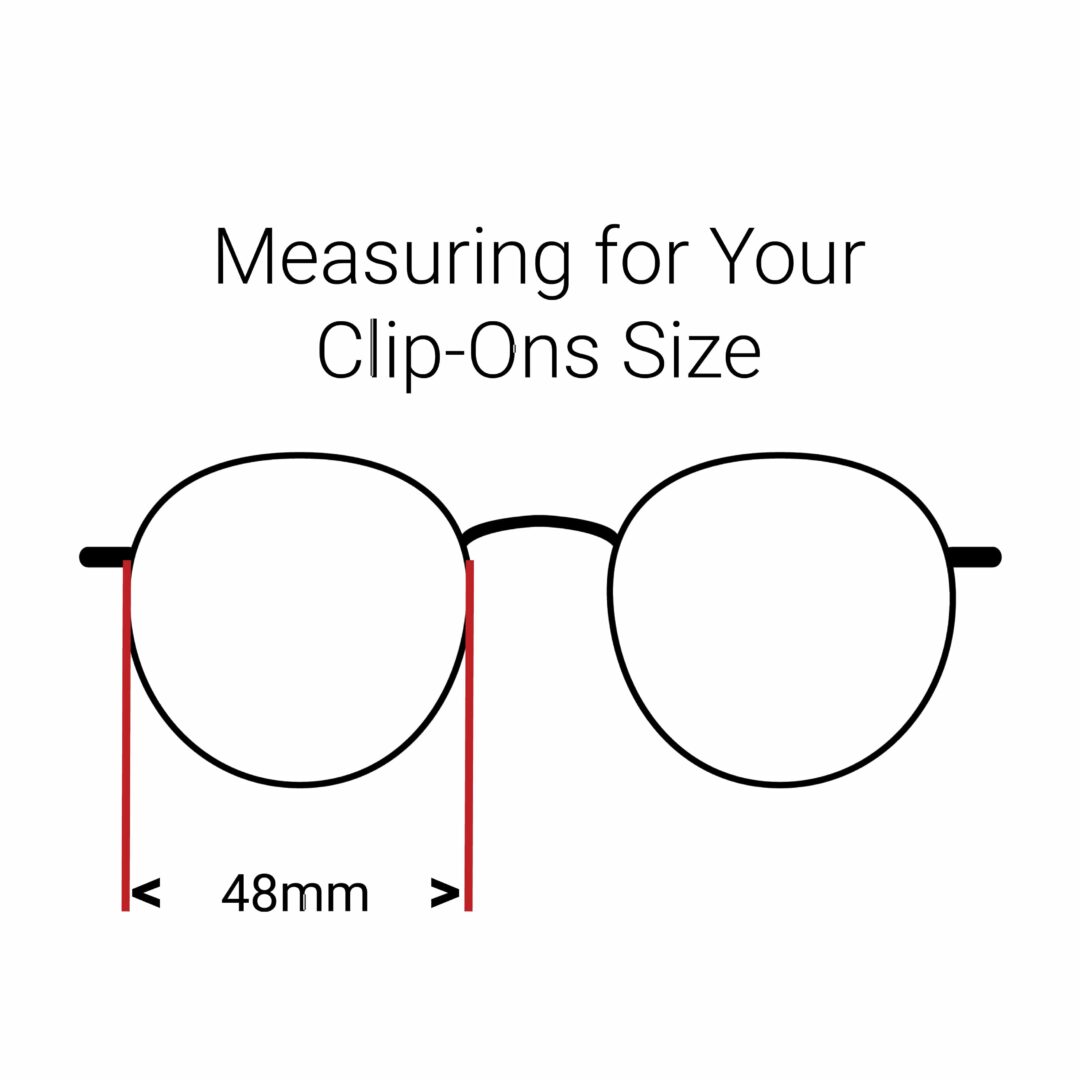 Image depicting where to measure eyewear lenses for round shaped Cocoons Clip-Ons