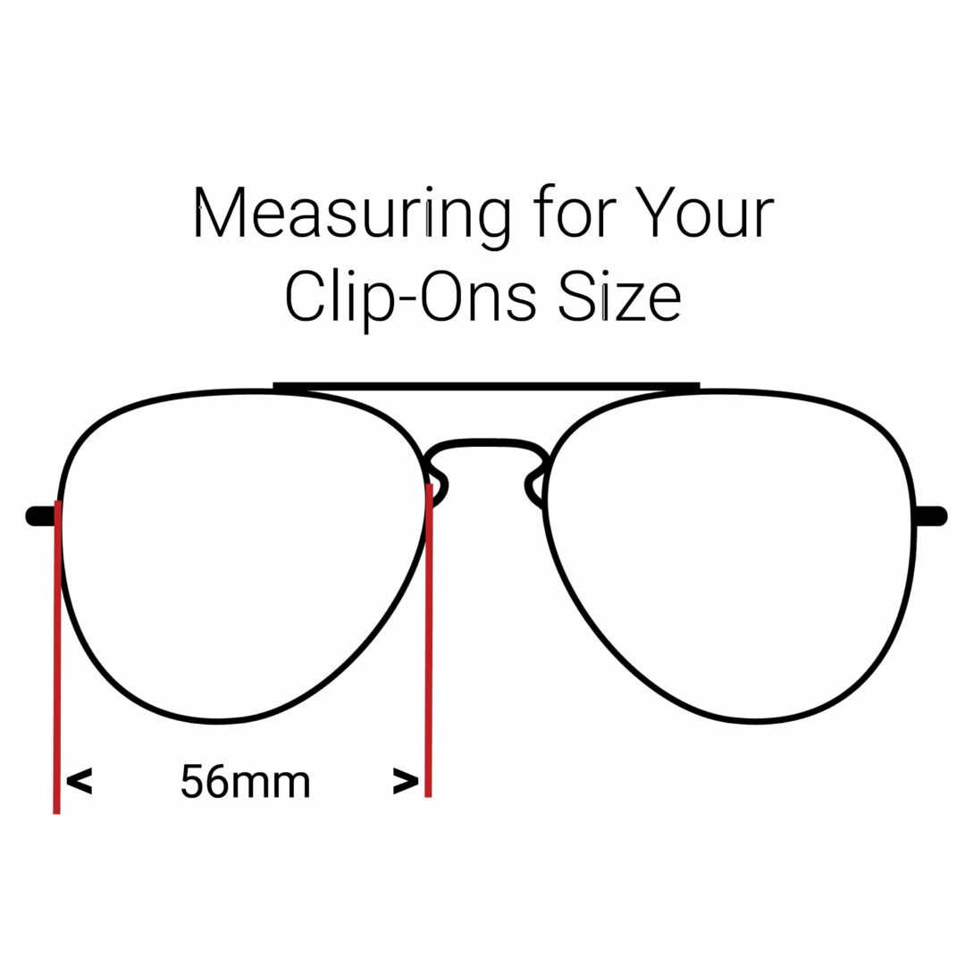 Image depicting where to measure eyewear lenses for square shaped Cocoons Clip-Ons